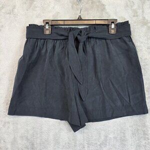 BCBGMAXAZRIA Shorts Womens L Charcoal Paperbag Waist Tie Belt Modal High Rise